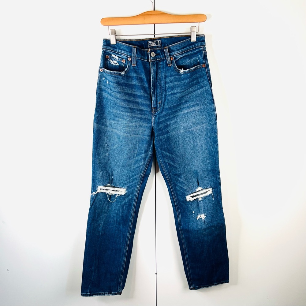 Abercrombie & Fitch Medium Wash Ultra High Rise Ankle Straight Jean